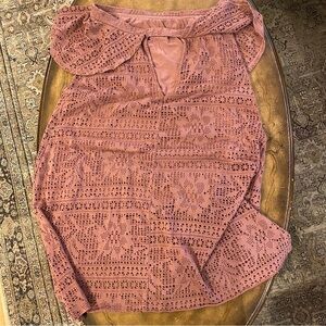 Free People Beach Strapless Lace Coverup in Mauve